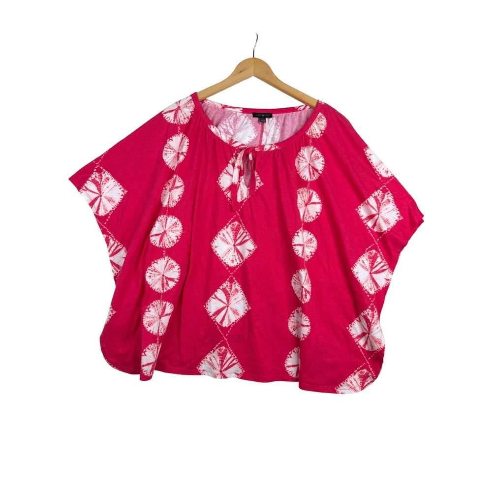 Lane Bryant Tie Dye Wedge Kimono Style Blouse size 14/16‎ Pink/White